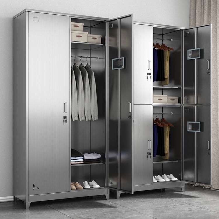 Stainless Steel Modern Storage Cabinet Chrome Metal Cabinet with Hinged Doors