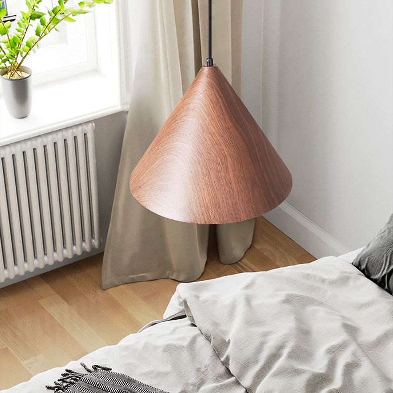 Bois moderne suspendu au plafond cône 1-Light Pendant Light pour salle à manger
