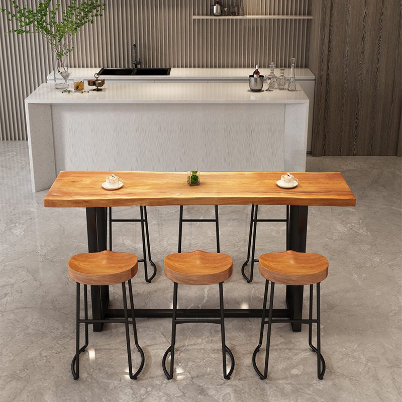 Industrial Rectangle Pub Table Set 1/4/7 Pieces Wooden Counter Table with Backless Stools