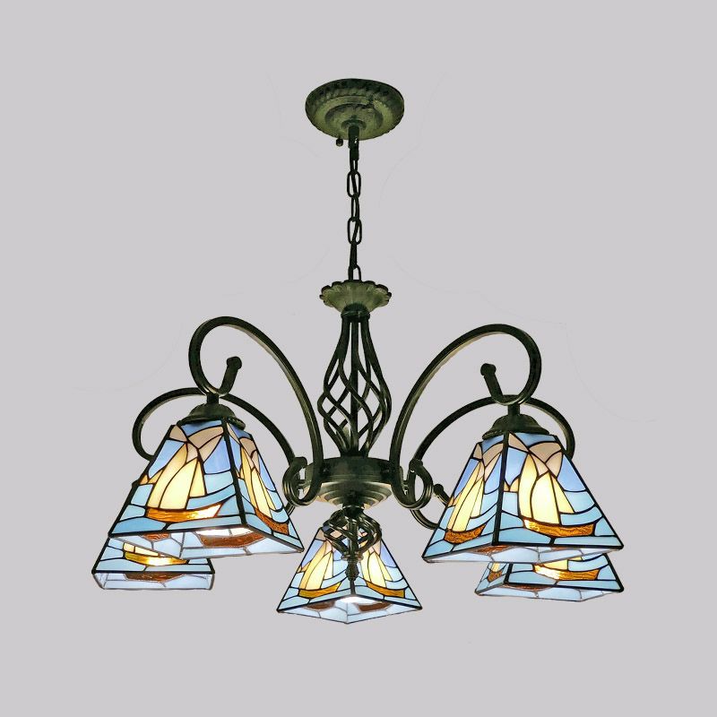 Piramide ombra lampadario a sospensione in vetro colorato vetro tradizionale luce sospesa per sala da pranzo