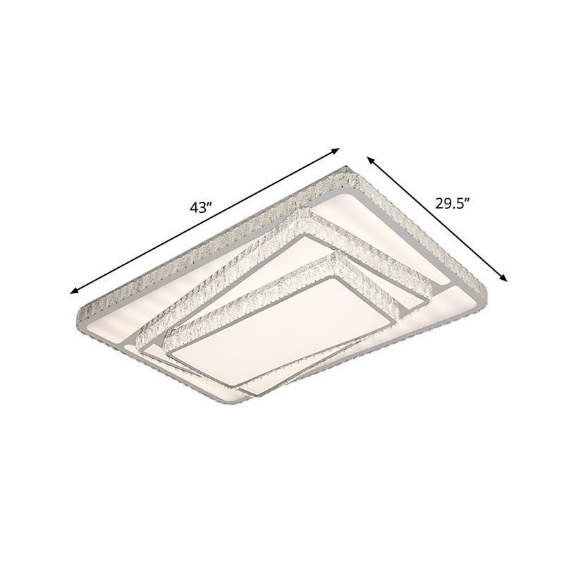 Lampada da soffitto a LED Contemporary Stacked Crystal Rettangles Flushmount Illuminazione in Bianco