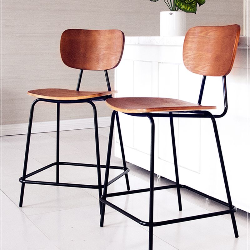 Contemporary Low Back Armless Bar Stools with Black Metal Base