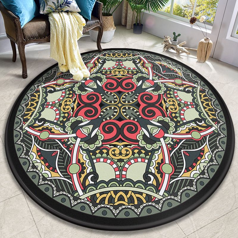 European Moroccan Rug Multi Colored Symmetric Pattern Rug Non-Slip Pet Friendly Machine Washable Rug for Bedroom
