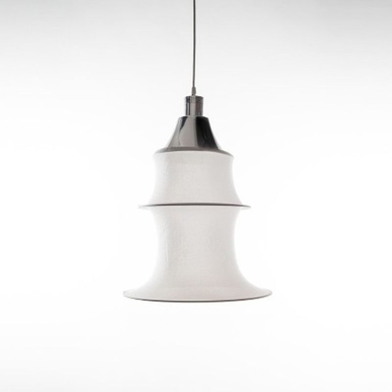 Multi-sections Silk Fabric Pendant Light Modern Style White 1-Light Suspension Lighting Fixture for Living Room