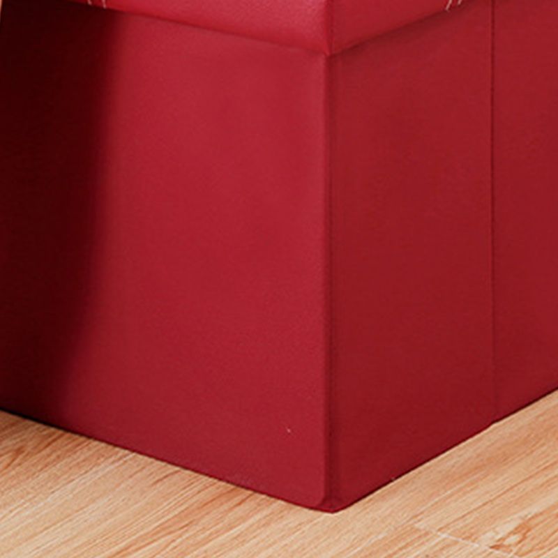 Modern Square Ottoman Foldable Water Resistant Tufted Faux Leather Ottoman with Storage