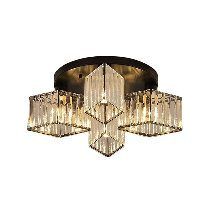 3/4/5/6-Light Golden Flush Mount Lighting Modernism Glass Shaded Ceiling Light