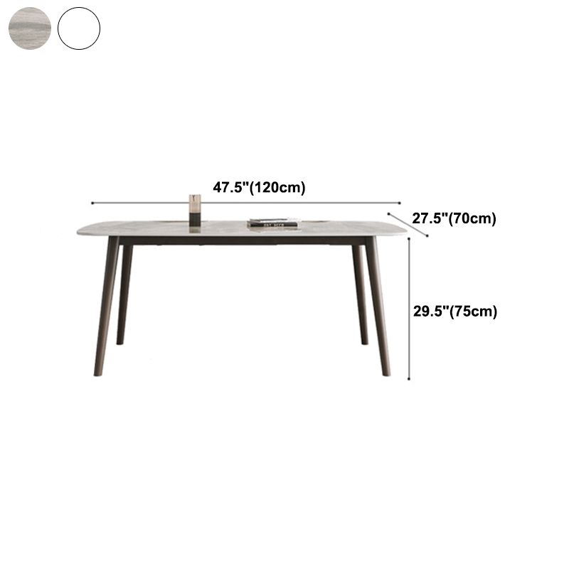 Moderne eettafel uit het midden van de eeuw, rechthoekig stenen blad, eettafel met 4 poten