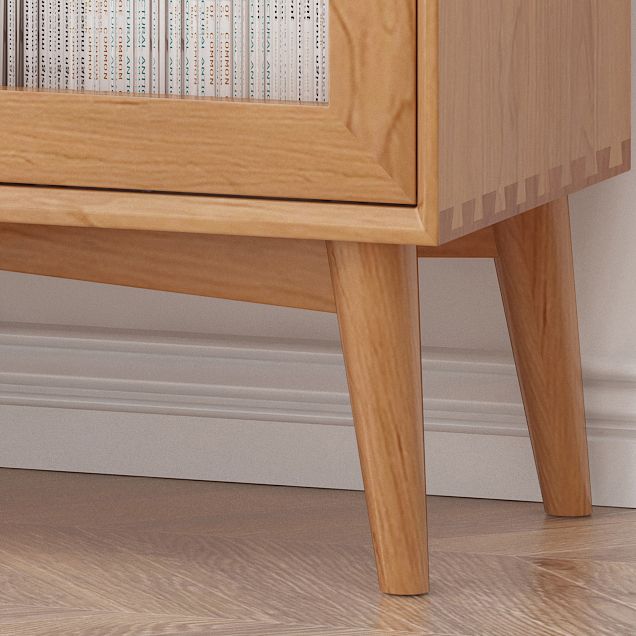 Solid Wood Dining Server with Glass Doors Modern Buffet Server