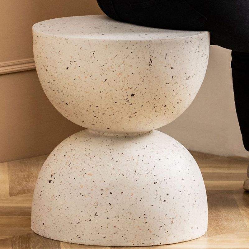 Double Semicircle Shape Side End Snack Table White Cement Corner Table