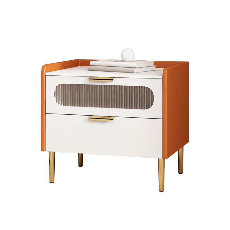 Stone Bedside Cabinet Contemporary Night Table with 2 Drawers