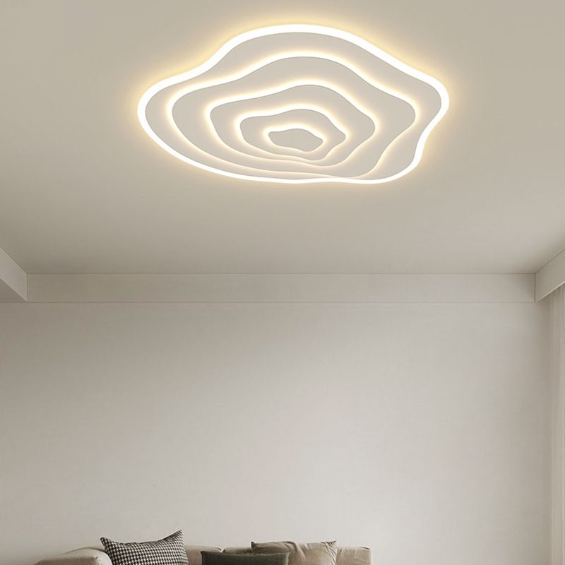 Single White LED Flush Mount Lighting Modern Unique Ceiling Light for Bedroom