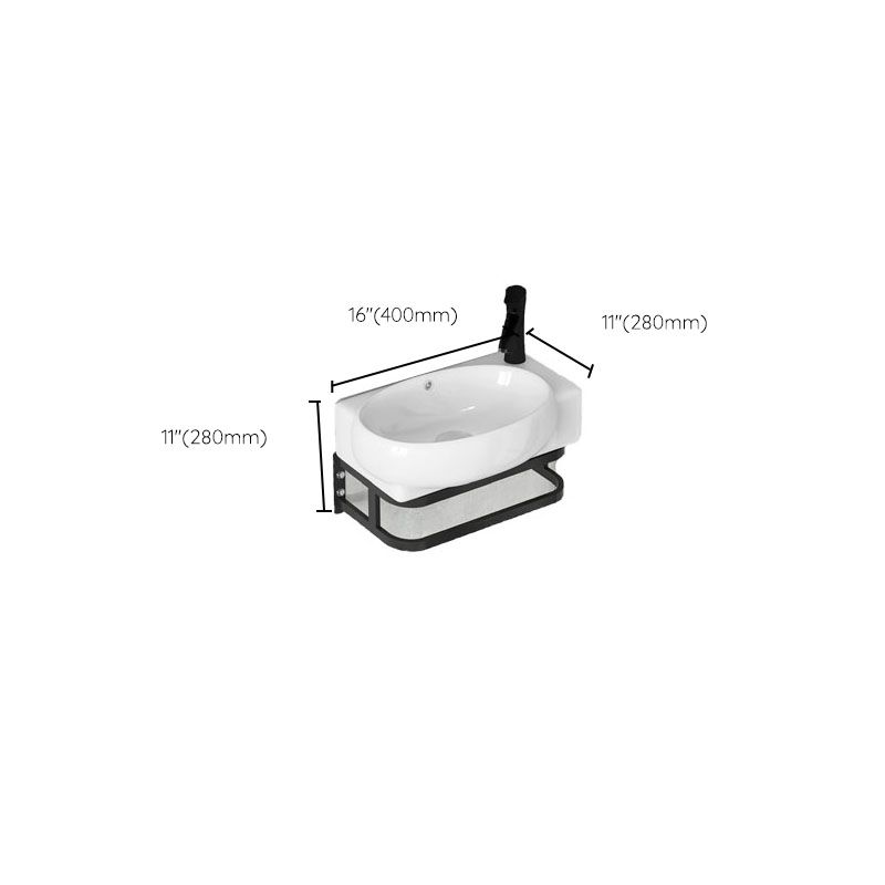 Contemporary Bathroom Sink with Pop-Up Drain Resin Specialty Wall Mount Bathroom Sink