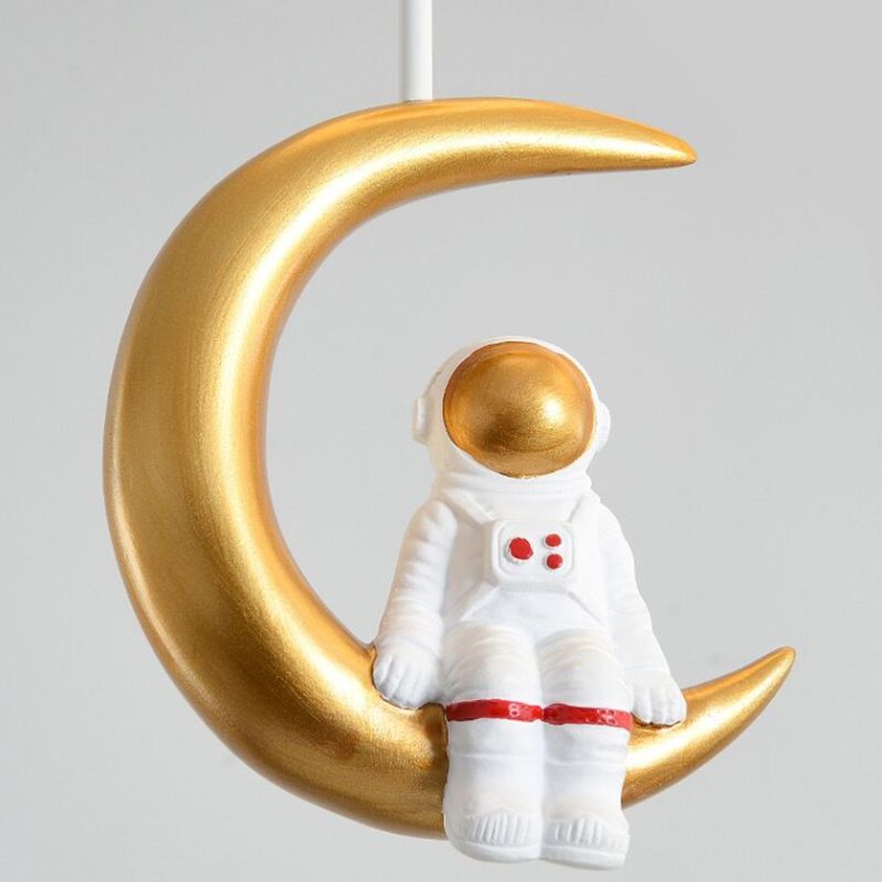 White Glass Balloon Ceiling Lamp Childrens Style Flush Mount Lighting with Resin Toy