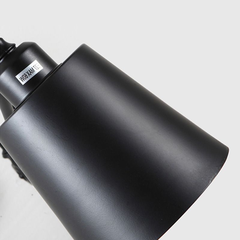 1 Light Metallic Wall Mount Light Contemporary Black/Rust Tapered Bedroom Wall Light Sconce with Adjustable Arm