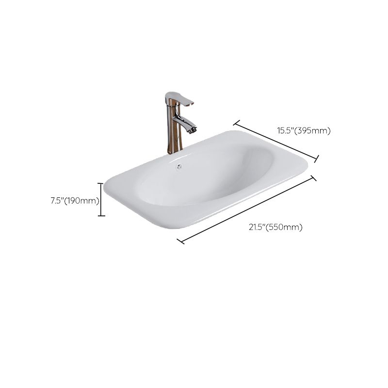 White Drop-in Bathroom Sink Porcelain Wash Stand with Shut-Off Valve