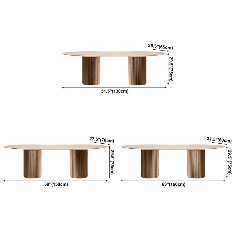 Solid Wood Contemporary Oval Indoor Table Wood Top Table for Dining Room and Kitchen
