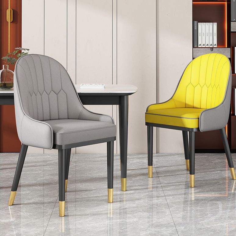 Glam Style Parsons Dining Side Chair Leather Indoor Dining Chair