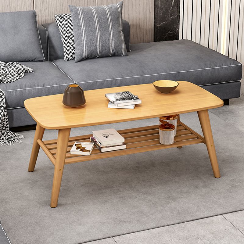 4 Legs Coffee Table Single Modern Oval Cocktail Table with Shelf