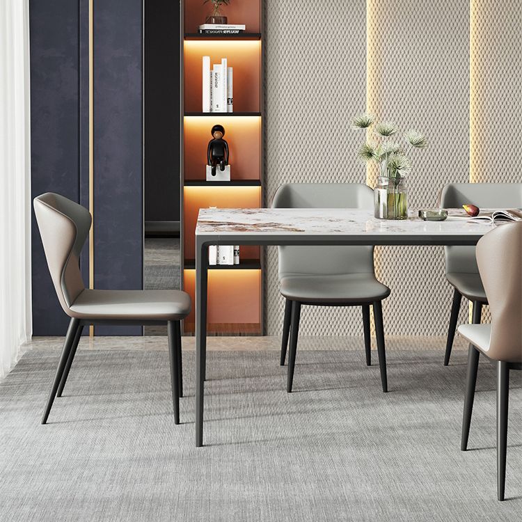 Modern Dining Table Set 1/5/7 Pcs Stone Dining Table with Wingback Chairs