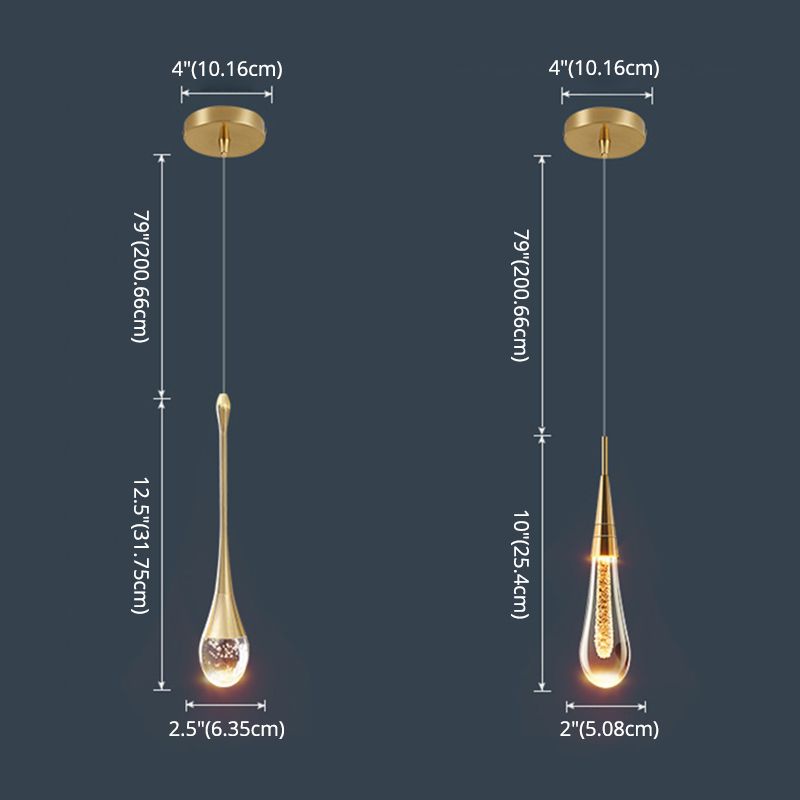 Luce a ciondolo a led lacrima oro in moderna luce in alluminio in alluminio in alluminio con tonalità di cristallo