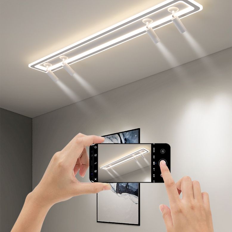 Luz de techo semi rascuble de LED rectangular blanco en el estilo de techo interior acrílico de estilo creativo moderno con lámpara de aluminio ajustable