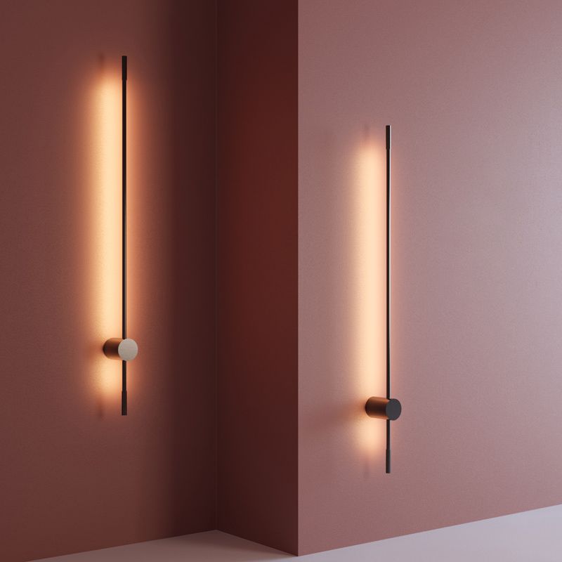 Linear Shade Metal Wall Sconce Modern Style 2- Lights Wall Mount Light Fixture in Black