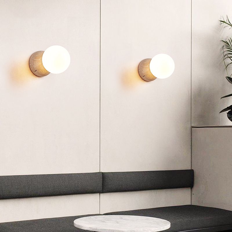 Modern Style Wall Lamp Stone Wall Mount Lamp with Glass Shade for Bedroom