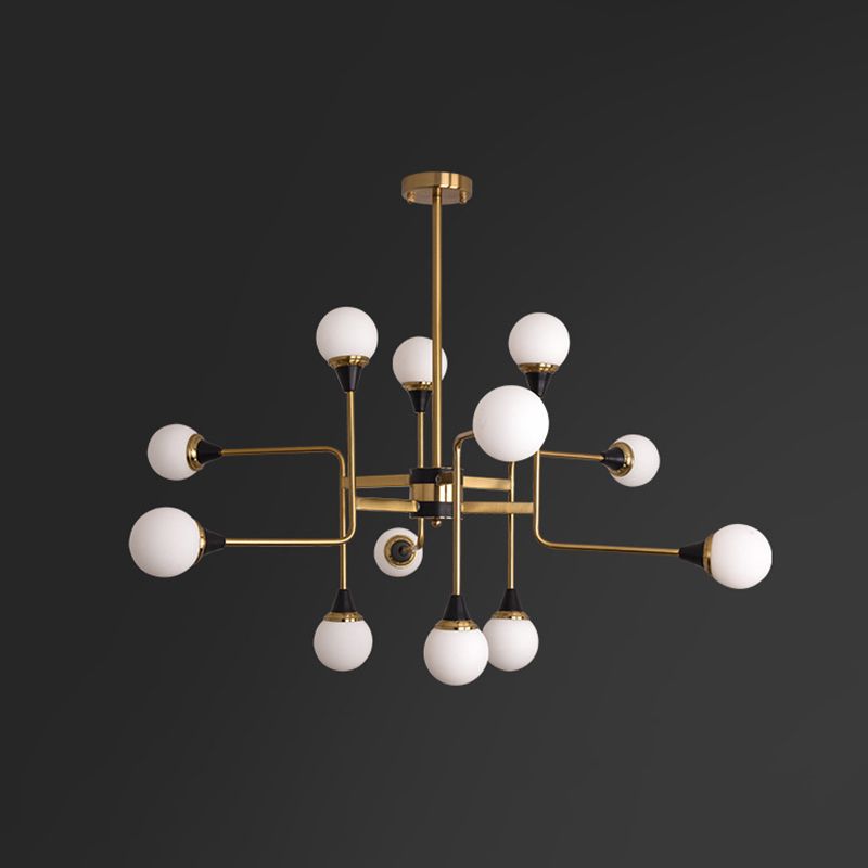 Postmodern Glass and Metal Chandeliers 12 Heads Ceiling Pendant Light for Living Room