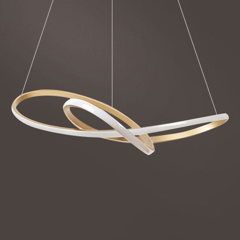 Modern Spiral Chandelier Light Fixtures Metallic Hanging Light Kit for Restaurant