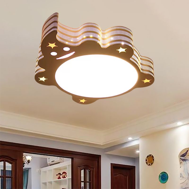Cartoon Lovely Flush Mount Light Acrylic Metal White LED Ceiling Lamp for Game Room Kid Bedroom