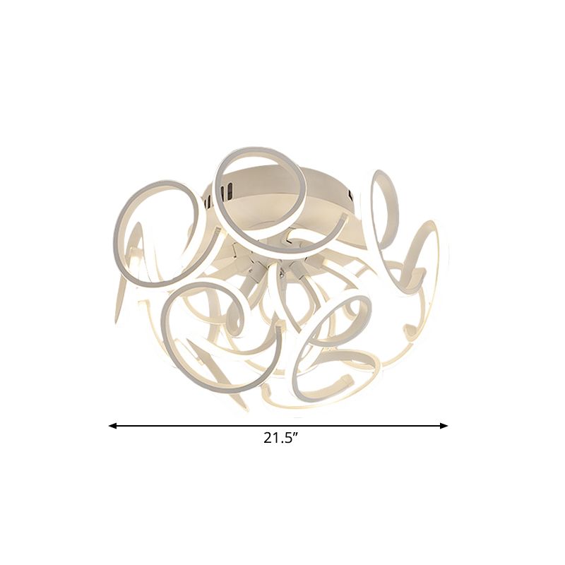 Twisted Streifen Semi Flush Deckenleuchte Moderne Metall 9/12-Licht weiße LED Flushmount im warmen/weißen/natürlichen Licht