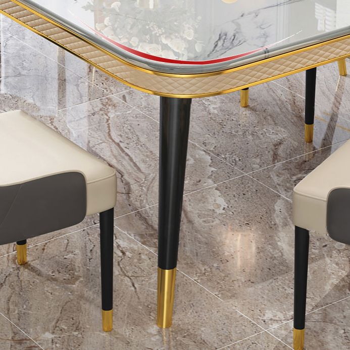 Table à manger en marbre Style de luxe Table rectangulaire à 4 pieds pour salle à manger