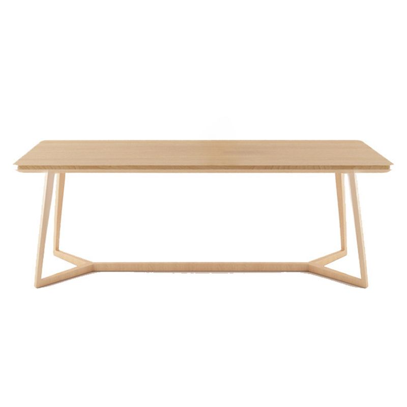 Solid Wood Top Dining Table Rectangle Table with Trestle Base