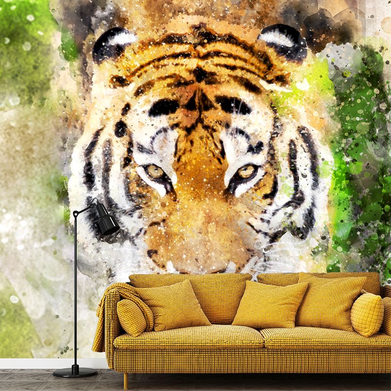 Animal Illustration Mural Wallpaper Stain Resistant Wall Covering for Living Room
