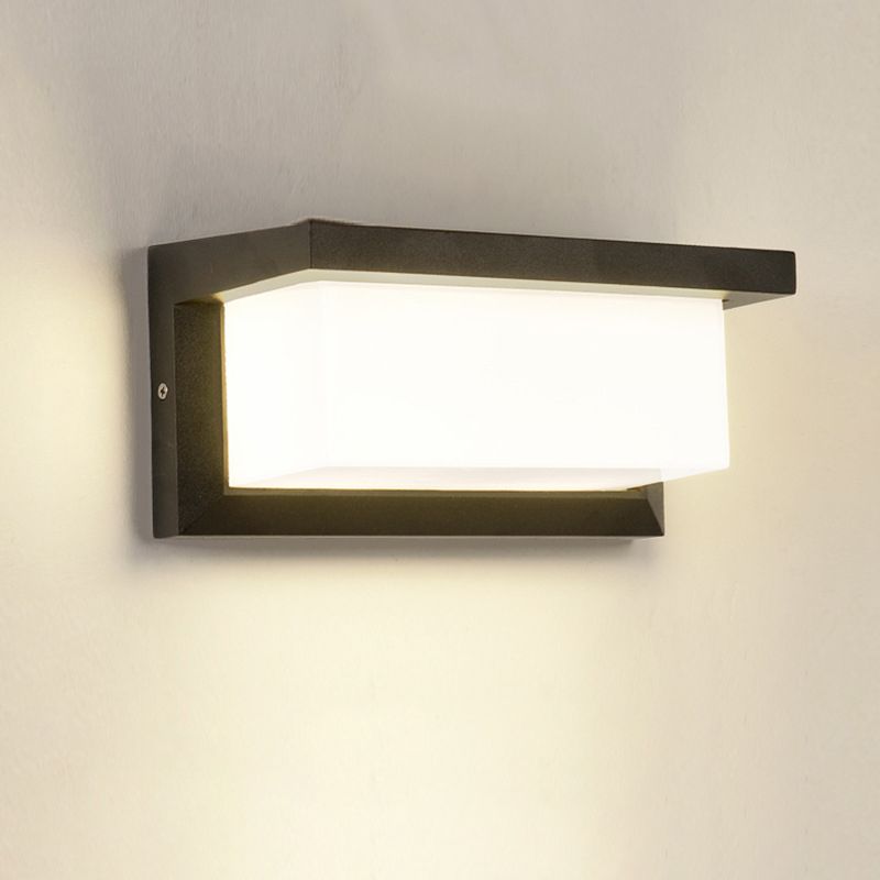 Arc/Rectangle/Oblong LED Wall Lamp Contemporary Aluminum Black Flush Mount Wall Sconce for Courtyard