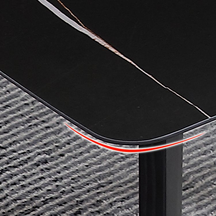 Rectangle Black Dining Table Sintered Stone Table Industrial with 4 Legs