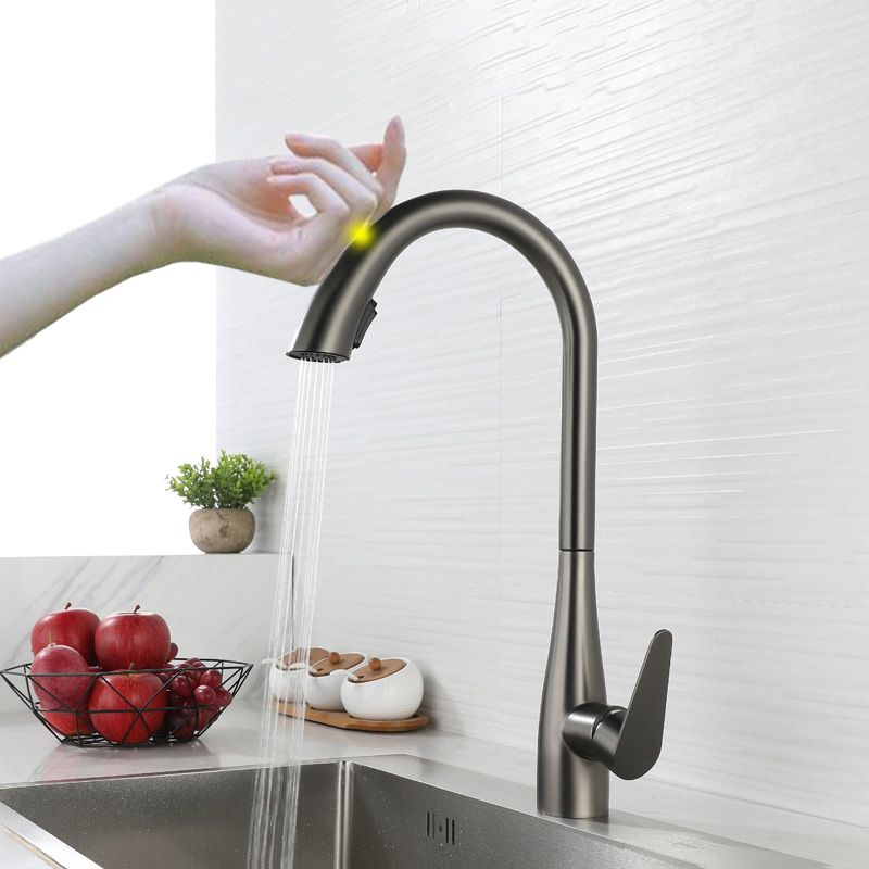 Touch Sensor Standard Kitchen Faucet Swivel Spout with Pull Down Sprayer