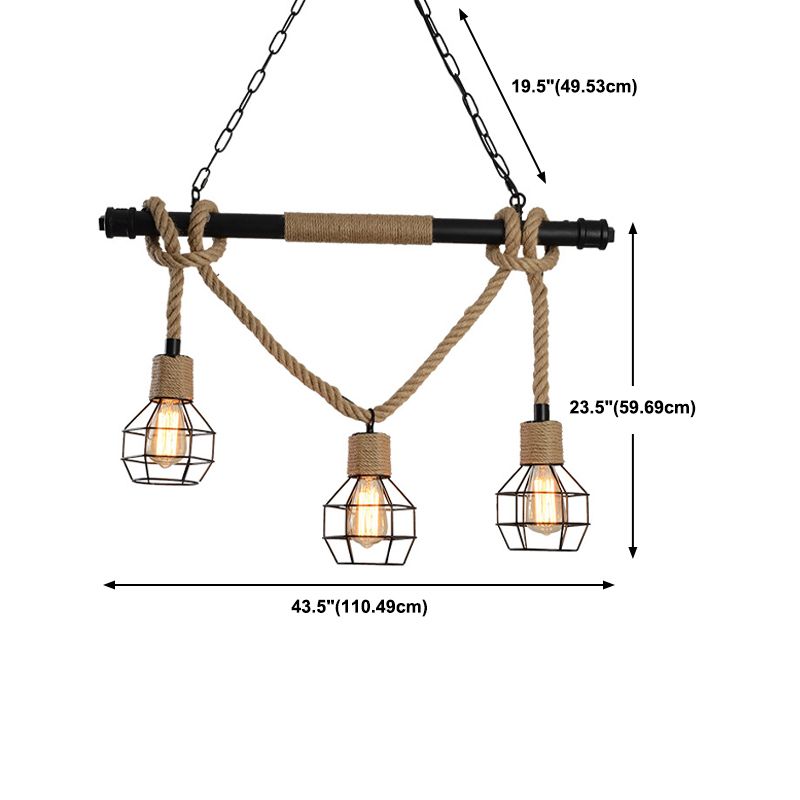 Industrial Geometric Island Lighting Rope Multiple-Light Island Light Fixtures
