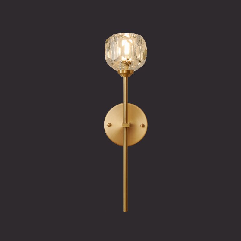 Modern Metal Wall Light Globe Gold Wall Sconce with Crystal for Living Room