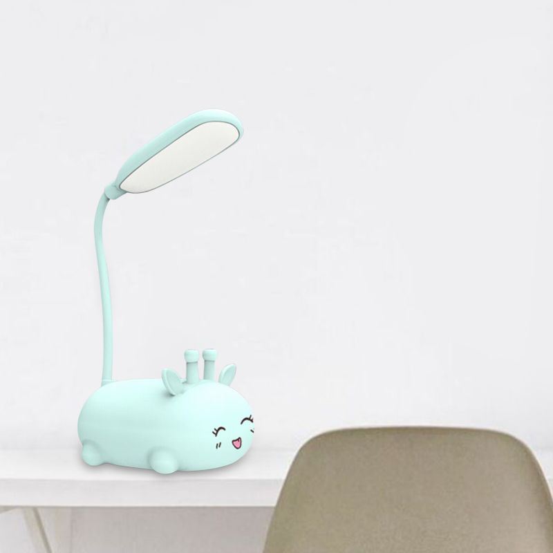 Cartoon Sika Deer Lámpara de escritorio de plástico Room Led Night Light con brazo flexible en blanco/rosa/azul