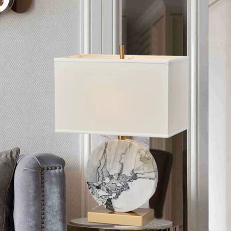 Modernist 1 Kopf Aufgabe Lampe Weiß rechteckiges Lesebuchbuch mit Stoffschatten