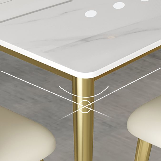 Minimalist Sintered Stone White Dining Set White Standard Dining Set for Kitchen