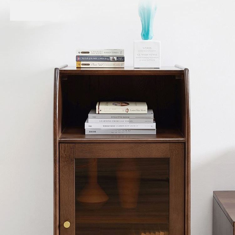 17.7" Wide Solid Wood Accent Cabinet 1 - Shelf and 1 - Door Glass Paned Chest