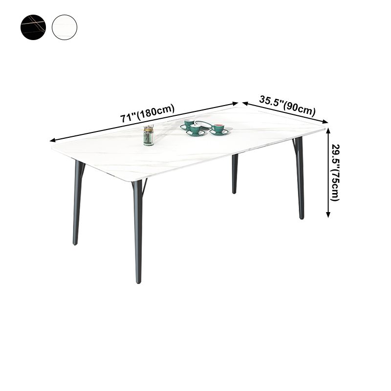 Modern Style Dining Table Rectangle Sintered Stone 4 Legs Dining Table for Kitchen
