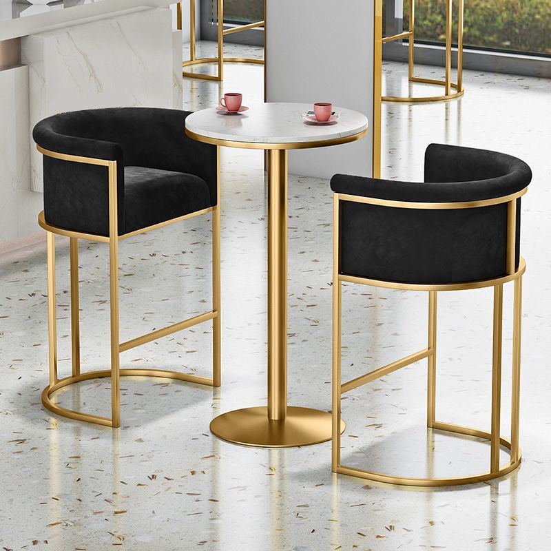 Round Stone Bistro Set 1/2/3/5 Pieces Glam Gold Base Table and Stools