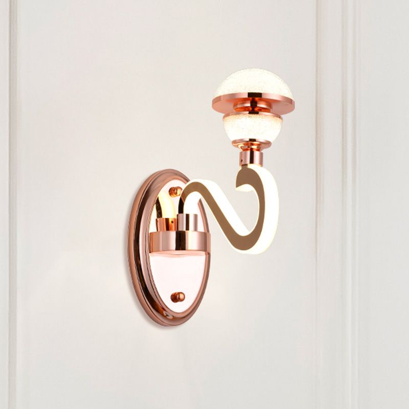 Metal Urn Wall Sconce Lighting Contemporary LED Wall Lamp Fixture in Rose Gold with Twisted Arm