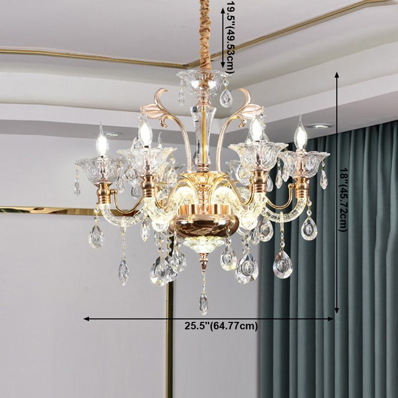 Candle Crystal Hanging Light European Style Chandelier Lighting Fixture for Living Room