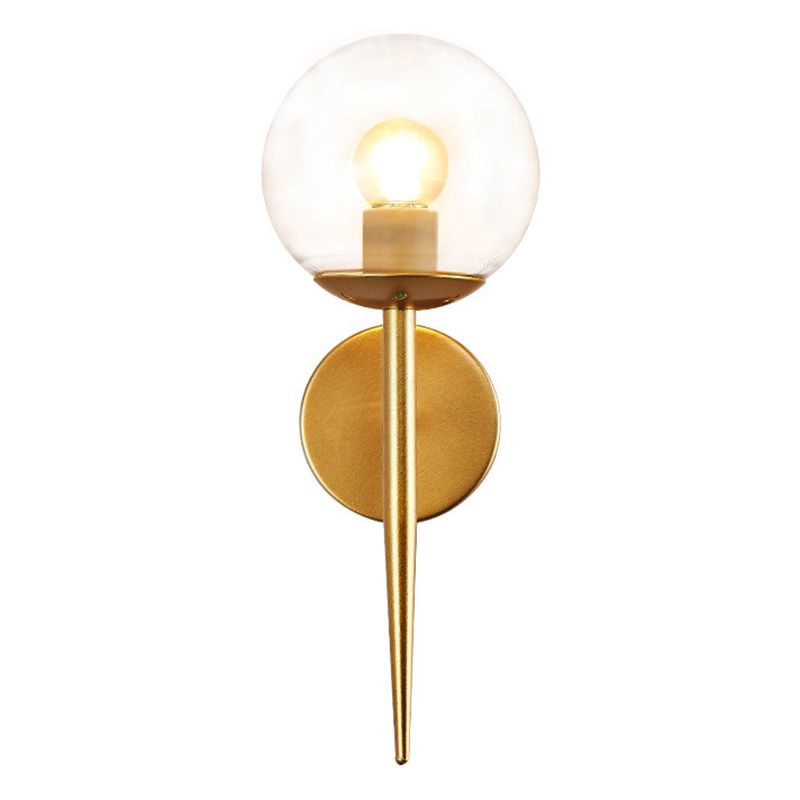 Glass Globe Wall Sconce in Modern Simplicity Wrought Iron Wall Lamp for Interior Spaces