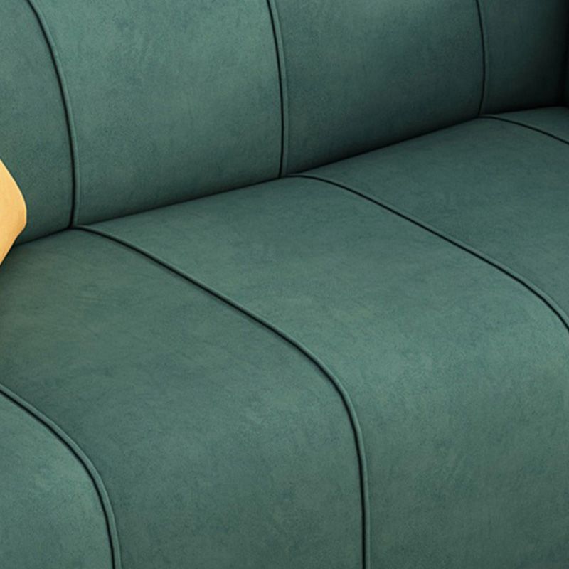 Fabric Sofa Contemporary Tuxedo Arm Apartment Seating in Dark Green