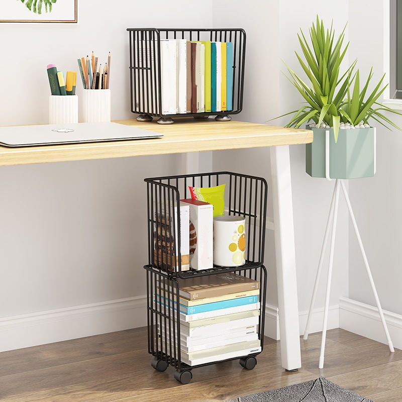 Contemporary Metal Shelf Bookcase Closed Back Vertical Bookcase